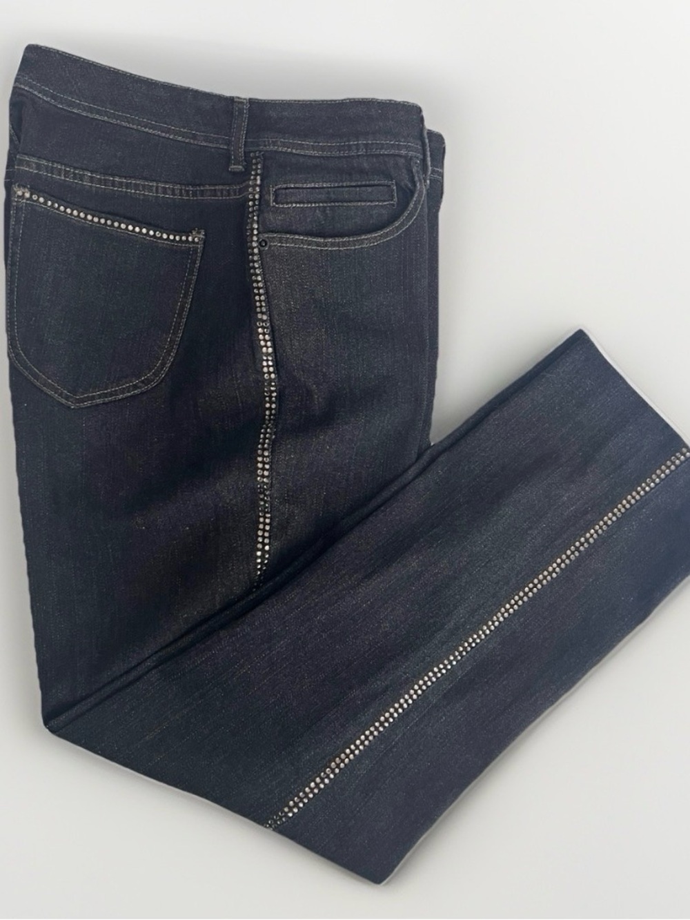 NEW Chico's Embellished So Slimming Straight Leg Black LARGE Reg$98